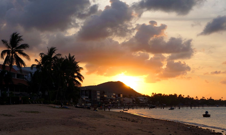 Sunset over Bophut Beach in Koh Samui Thailand