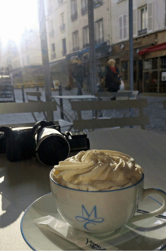 having coffee at Café Aux Folies in Belleville, Paris