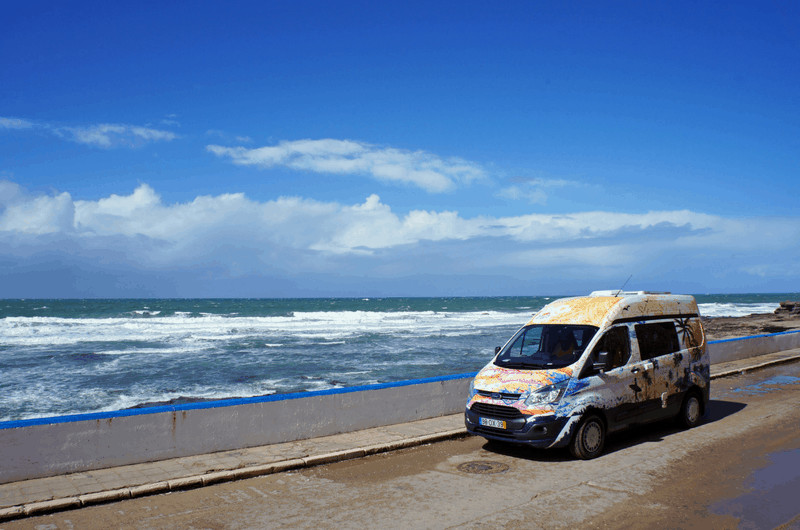 Ericeira beach plus campervan in Portugal