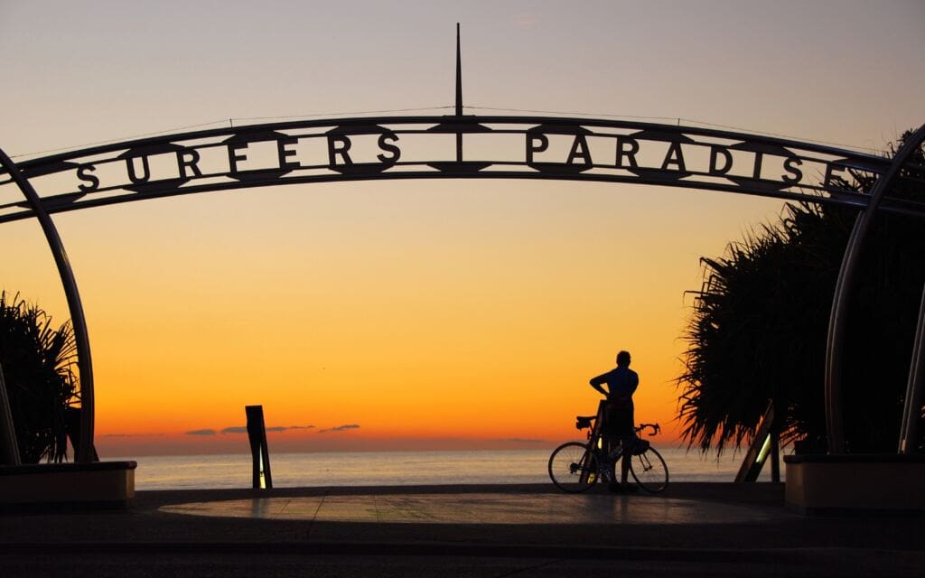 Surfers Paradise Sign at sunset