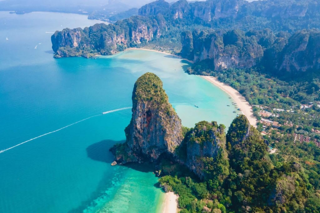 Railay Beach Krabi in Thailand from the air