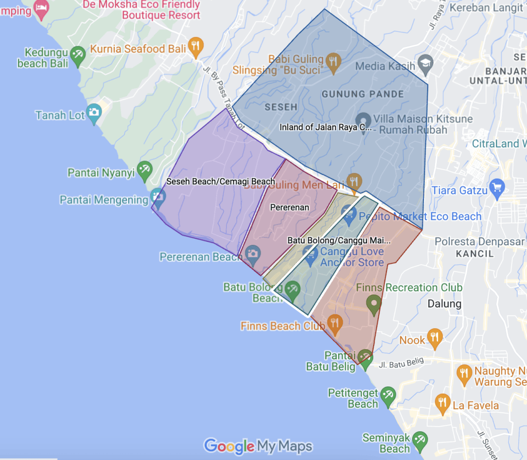 Where to stay in Canggu Map