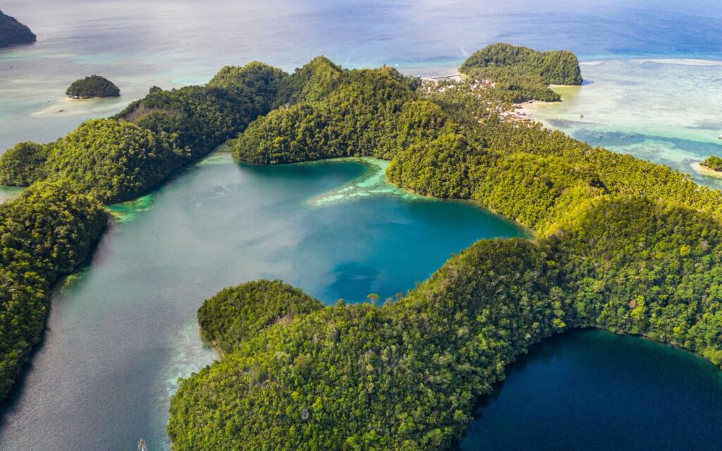 Beautiful landscape with blue sea lagoon, National Park, Siargao Island, Philippines