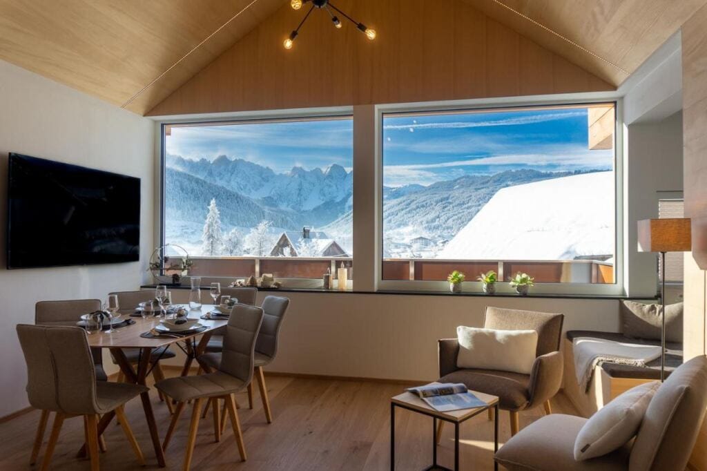 One of the rooms with snow view in Bergzeit Gosau.