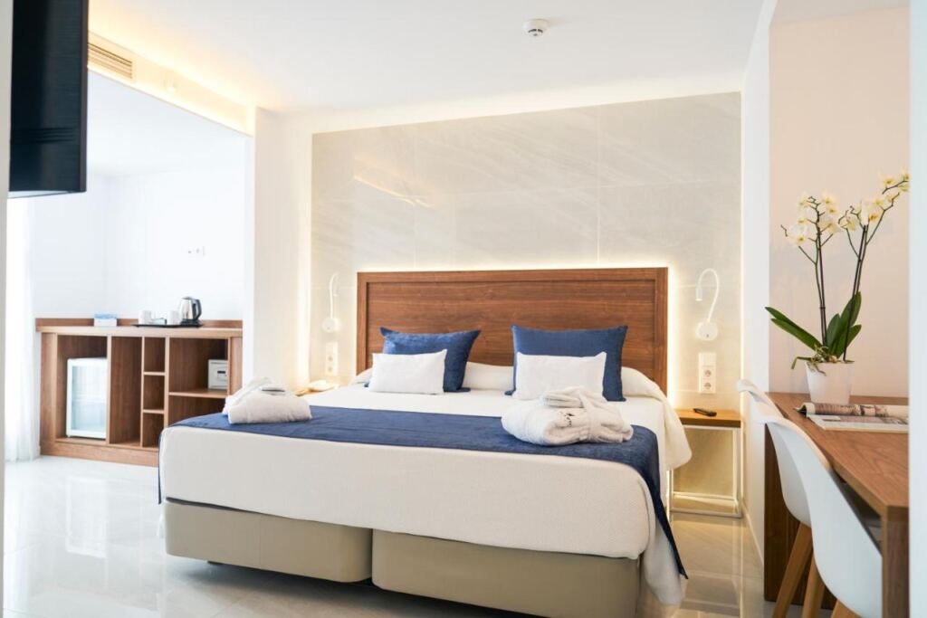 One of the rooms in El Puerto Ibiza Hotel.