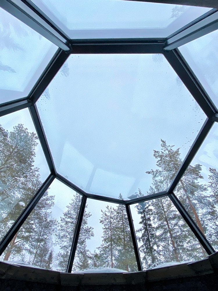 Glass igloo roof of our Kammi Suite at Apukka Resort