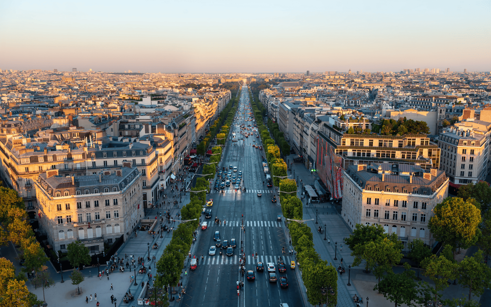 Champs Elysées view from the top of the Arc de Triomphe