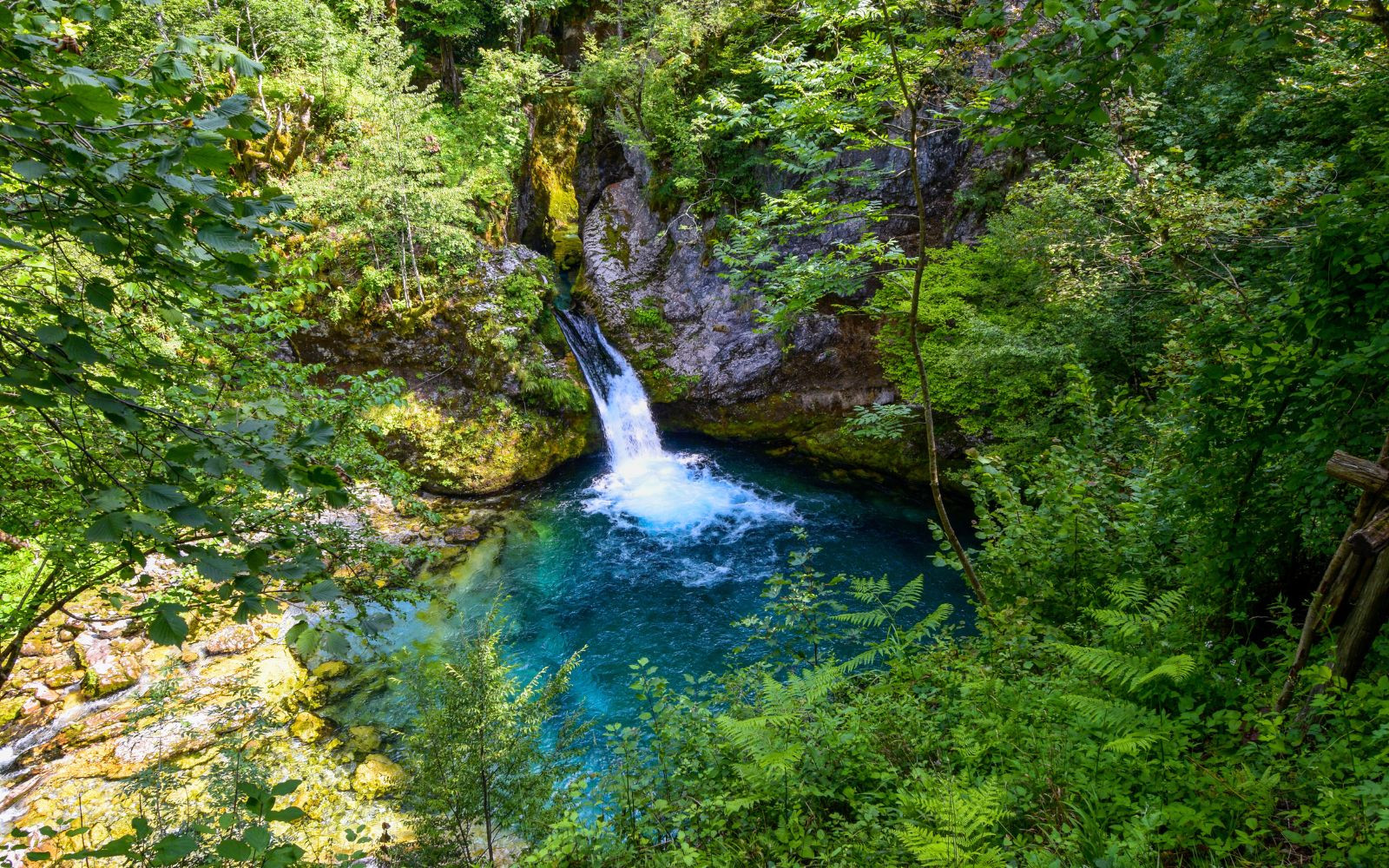 Waterfall, natural spring, and lush greenery in Theth National Park
