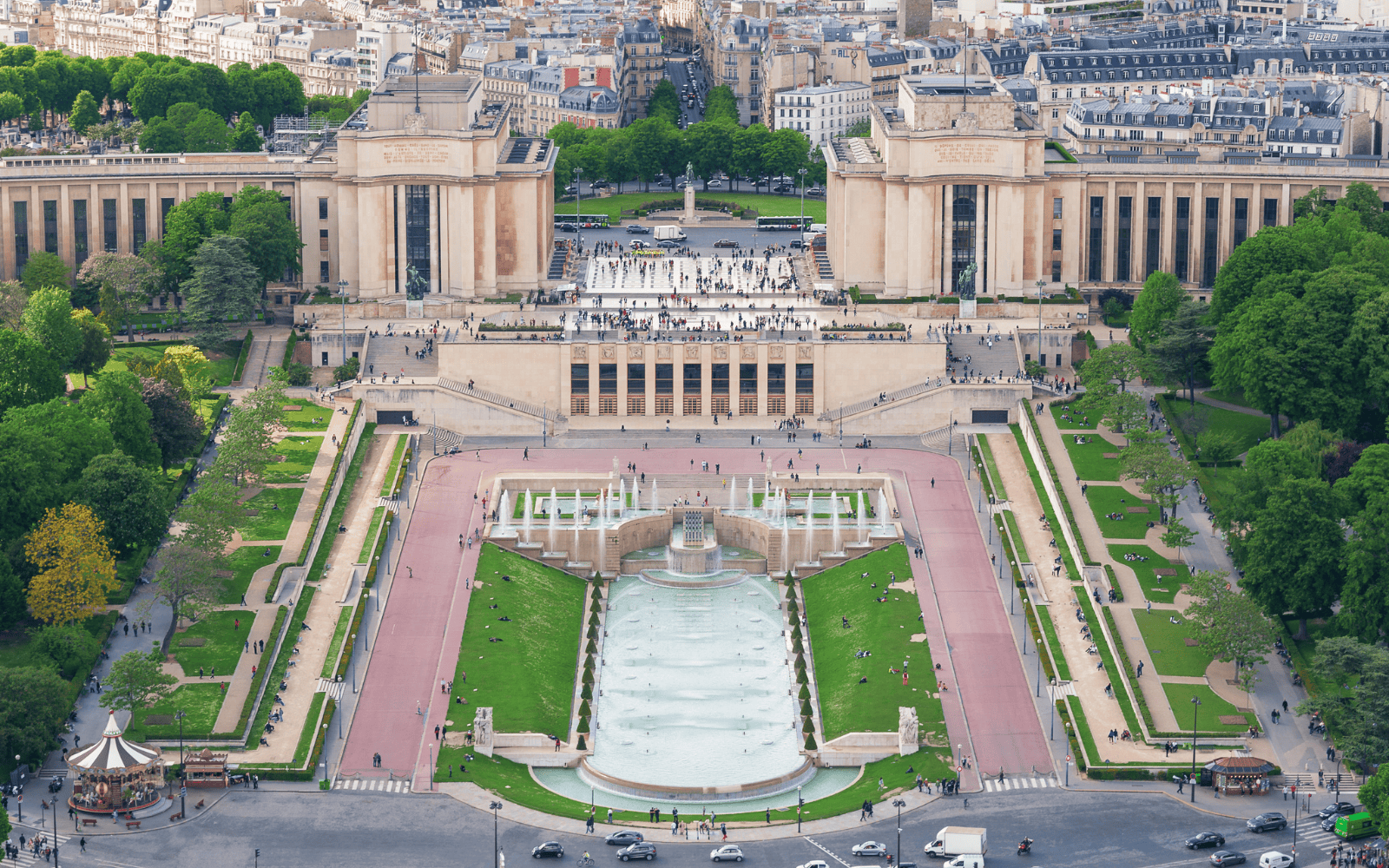 Trocadero Gardens view from the Eiffle Tower summit