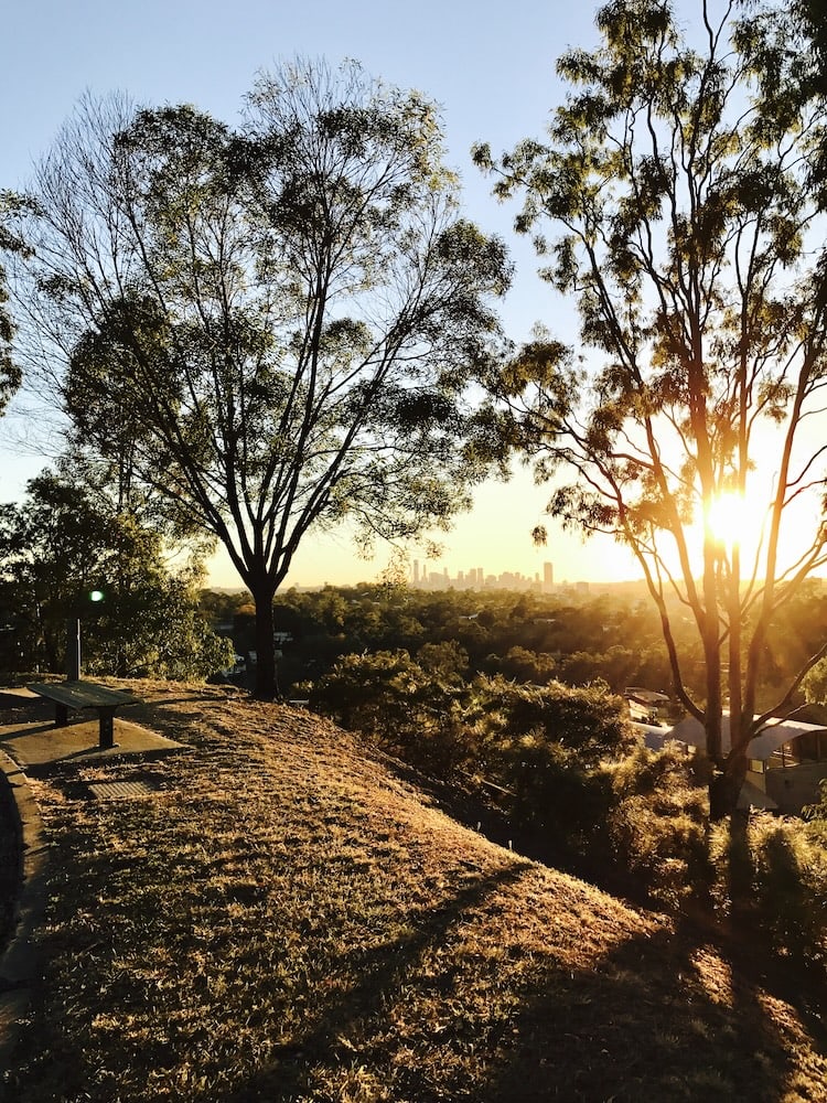 view of the Brisbane skyline from the distance