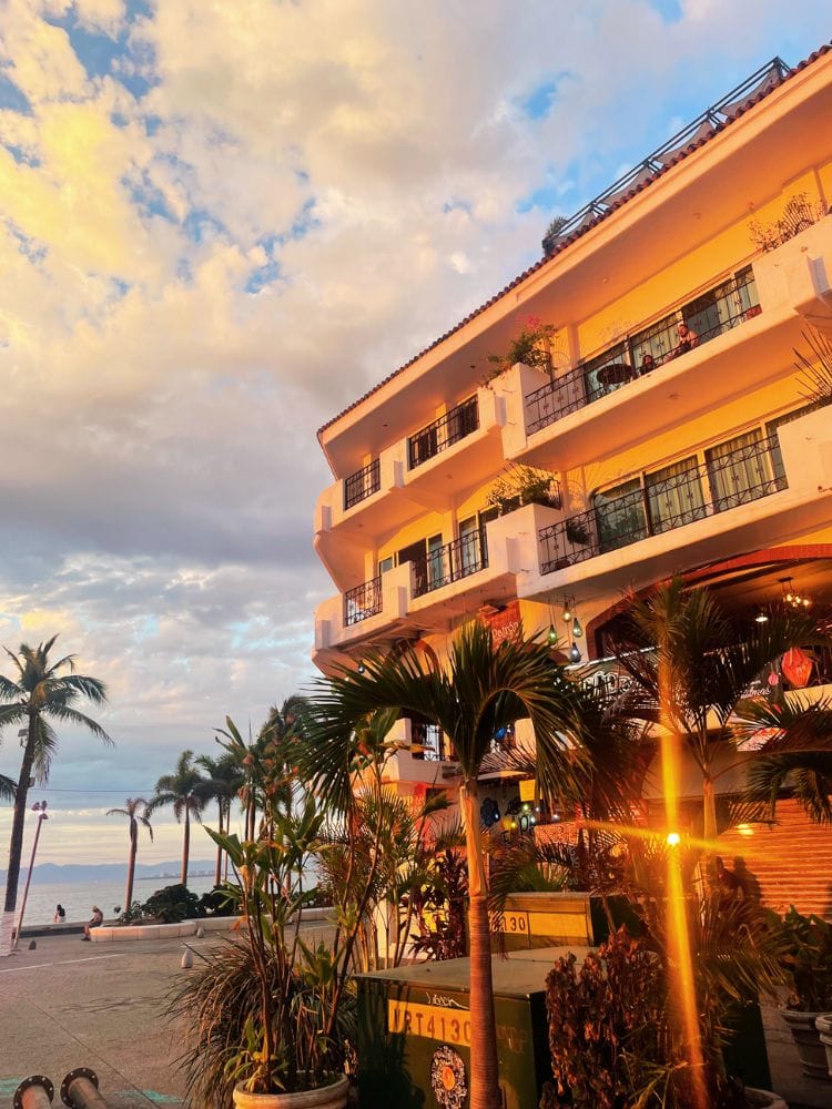 The Malecón in Puerto Vallarta at sunset