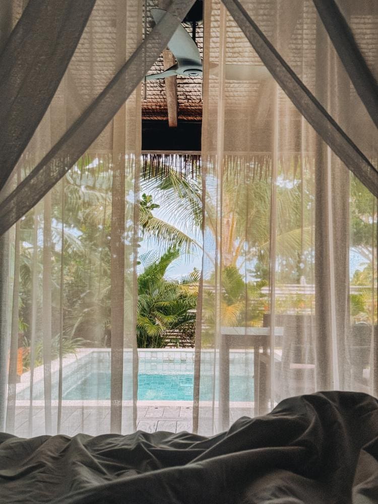 Waking up to pool views at Six Senses Fiji