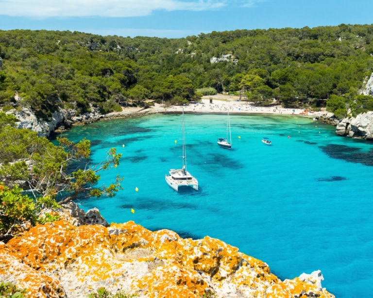 Cala Macarella beach at Menorca island, Spain.