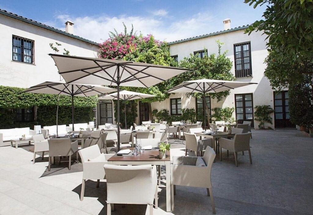 outdoor dining of the hotel with elegant setting