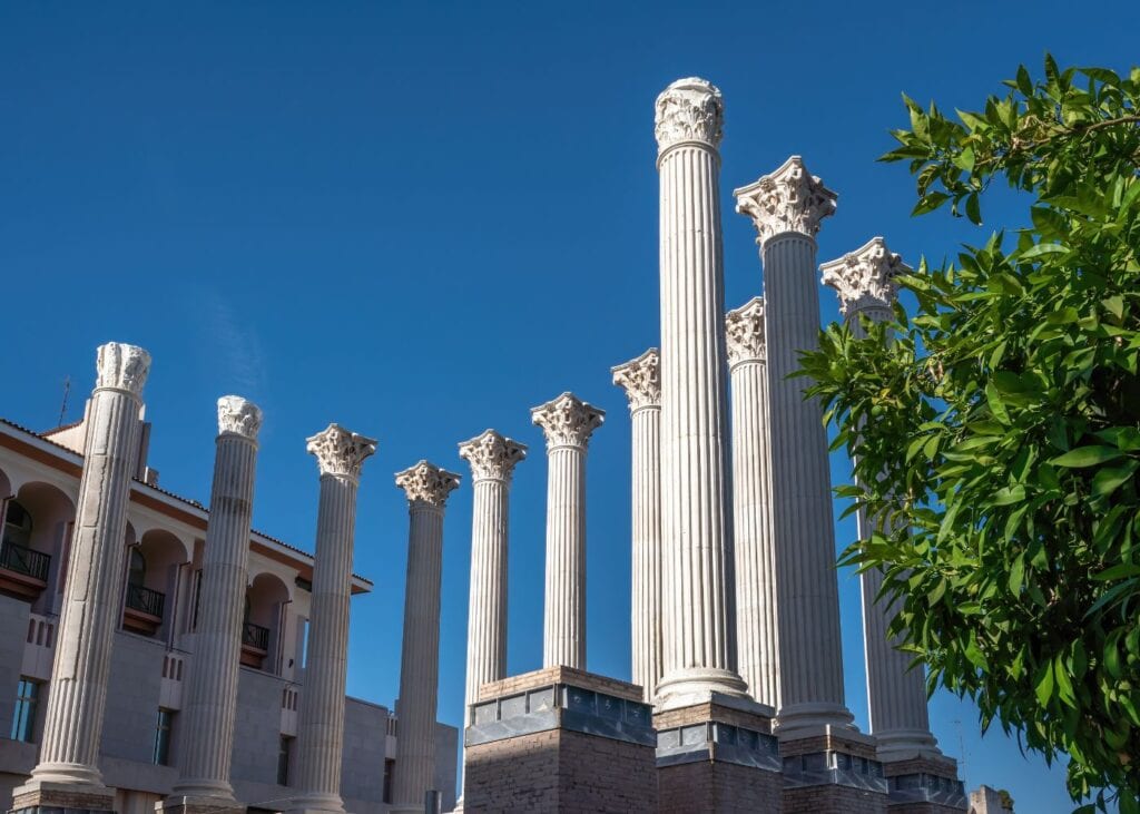 ruins and columns of the Corinthian order Roman Temple in Cordoba