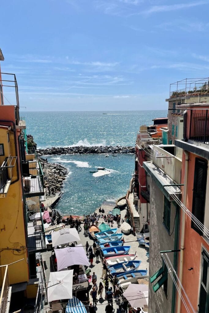 high view of Cinque Terre from a building