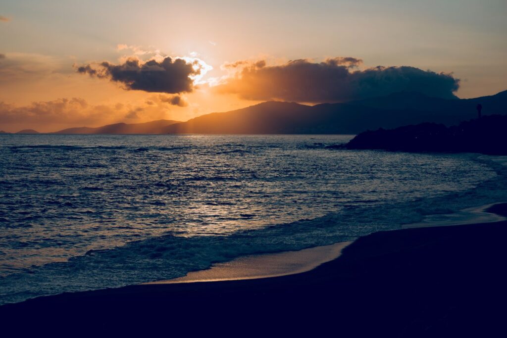 beautiful sunset at the beach in Corsica