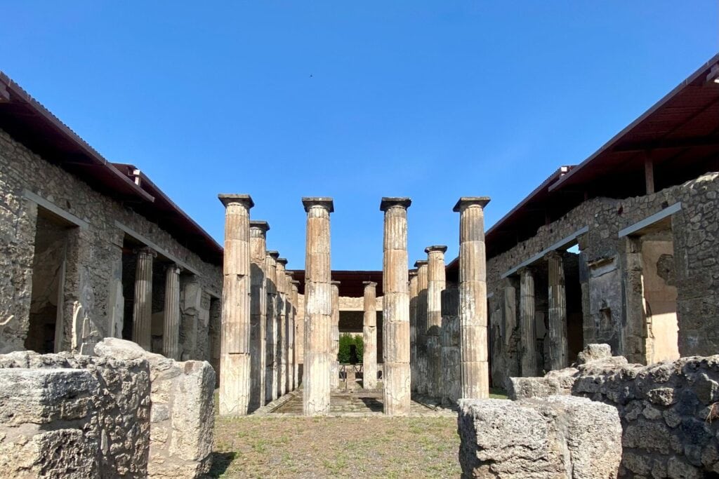 ancient columns and ruins of Pompeii