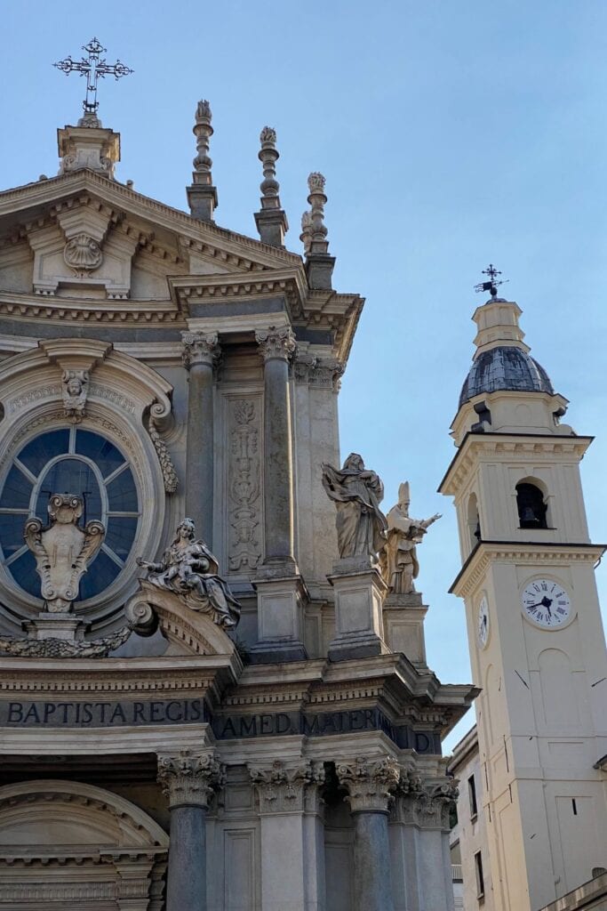 beautiful details of an old architecture in Turin's main square