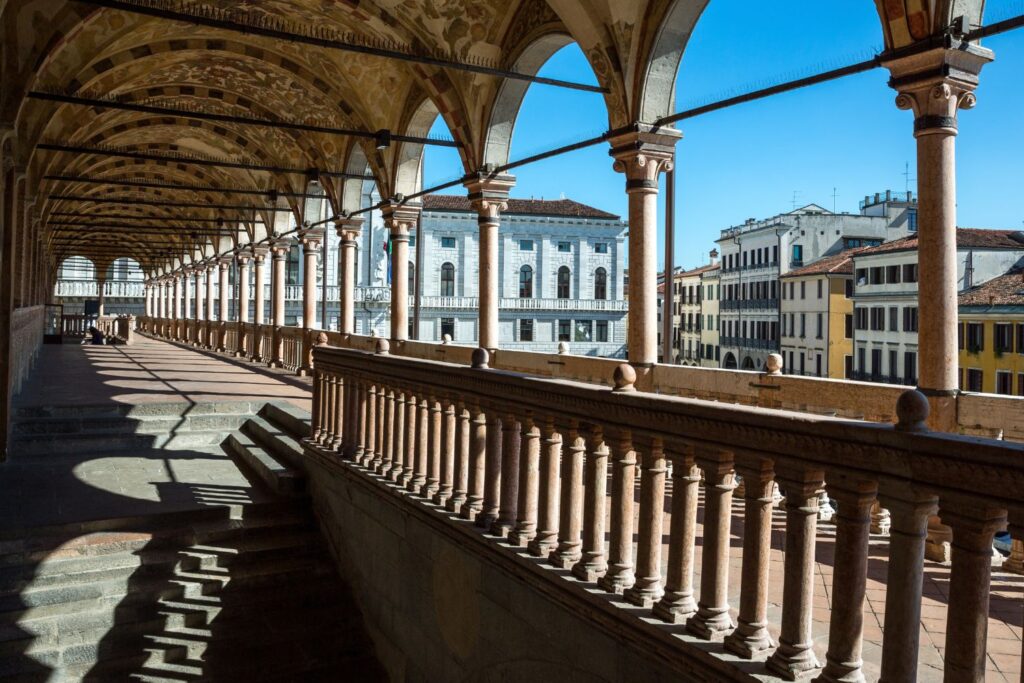 Arched walkways of historic Padua in Italy