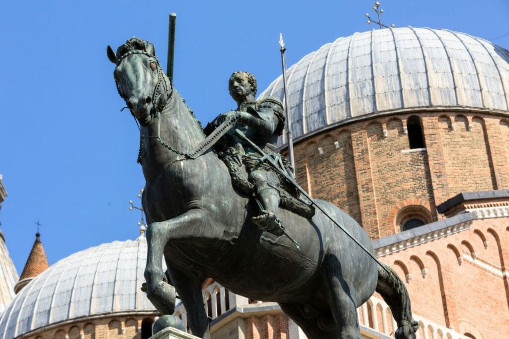 Equestrian Statue of Gattamelata and Basilica in Padua Italy