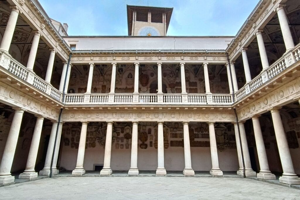 Interior columned courtyard of Padua University