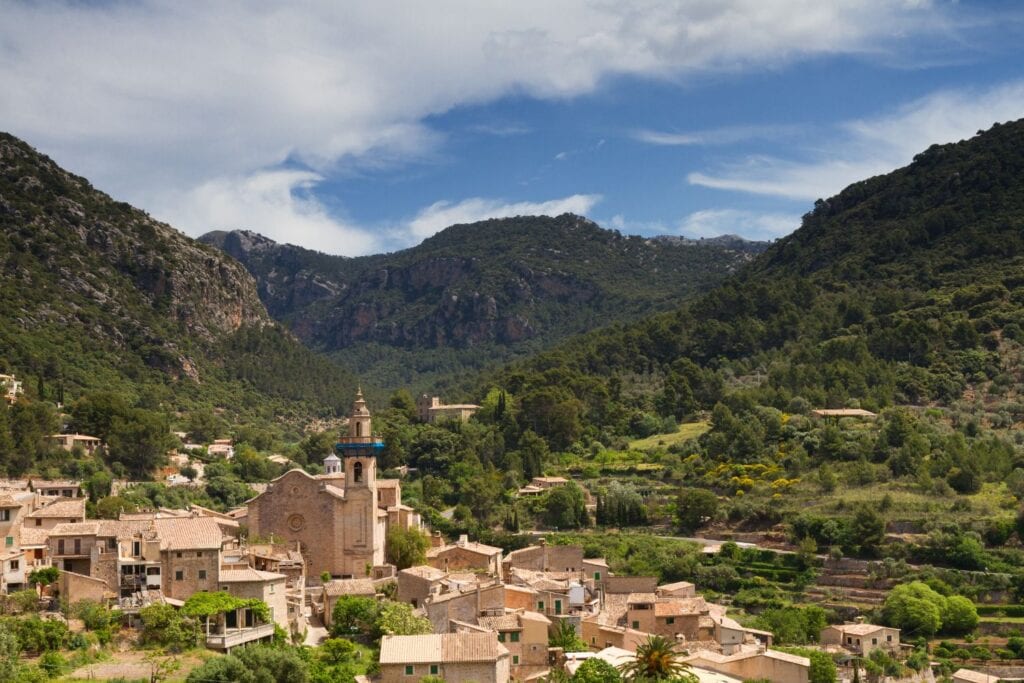 beautiful mountain view with buildings below at Valldemossa, Mallorca