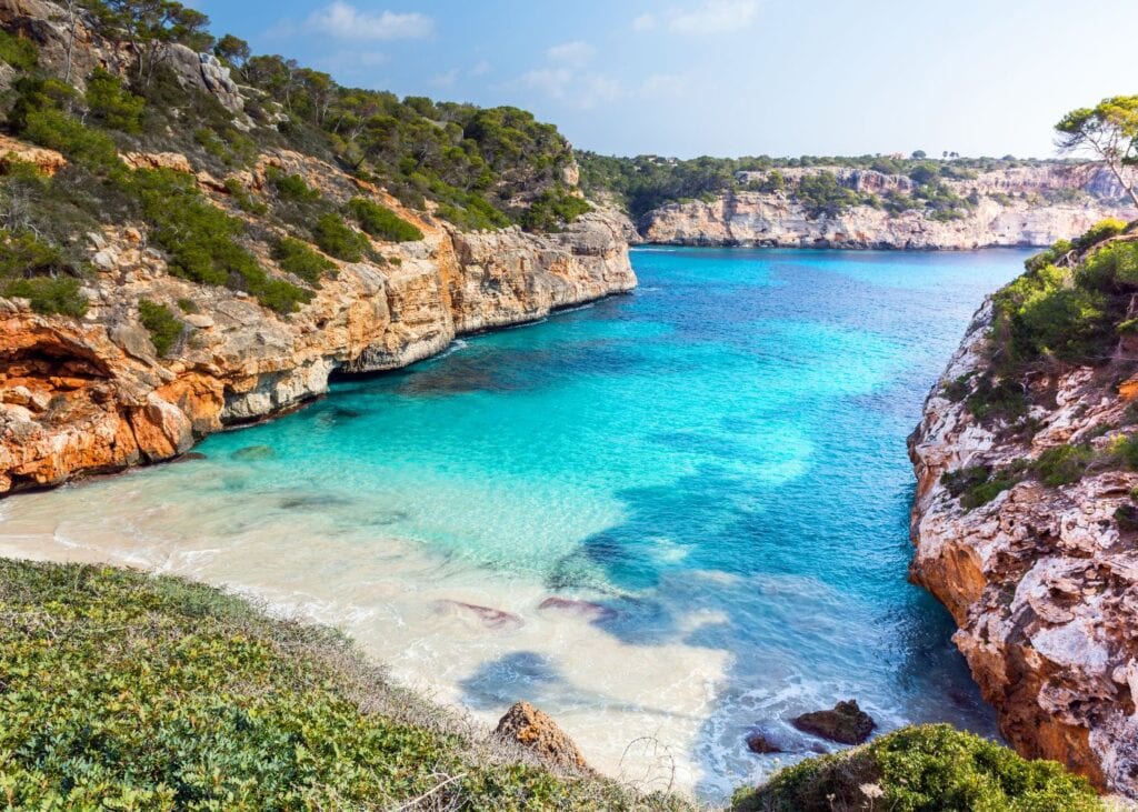 view of Cal del Moro beach and rocky islands