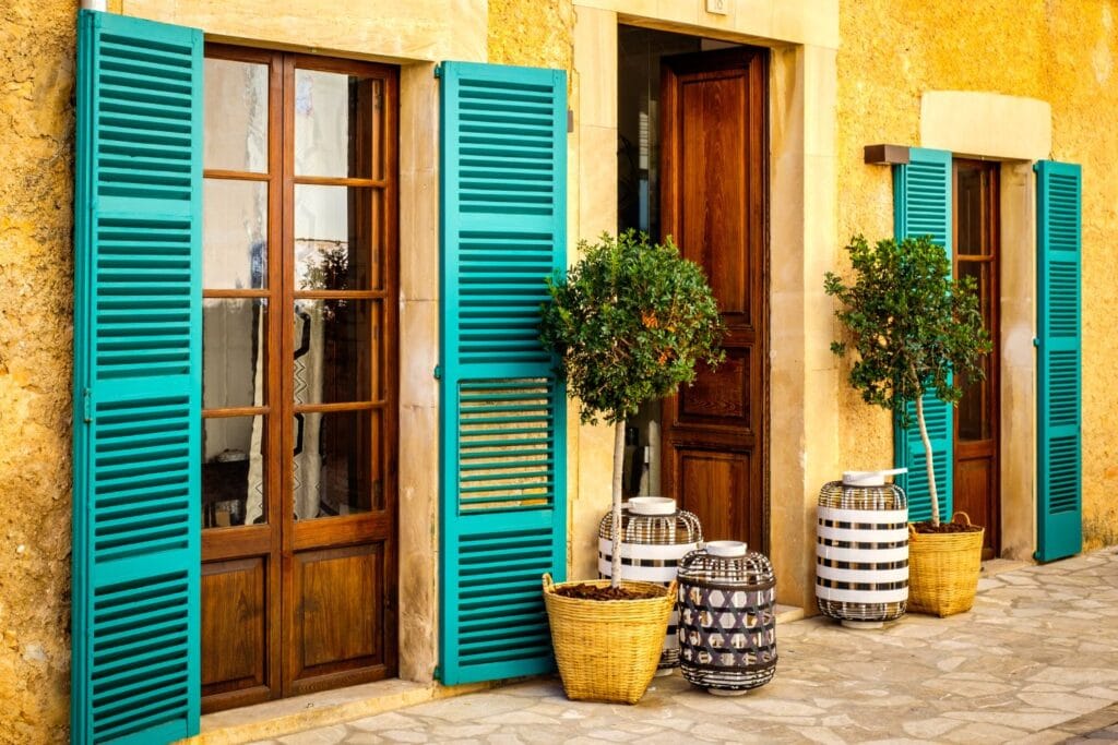 colorful exterior of a boutique hotel
