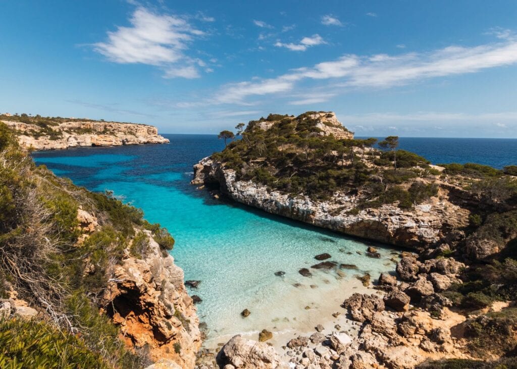 aerial view of Quiet beach, Mallorca
