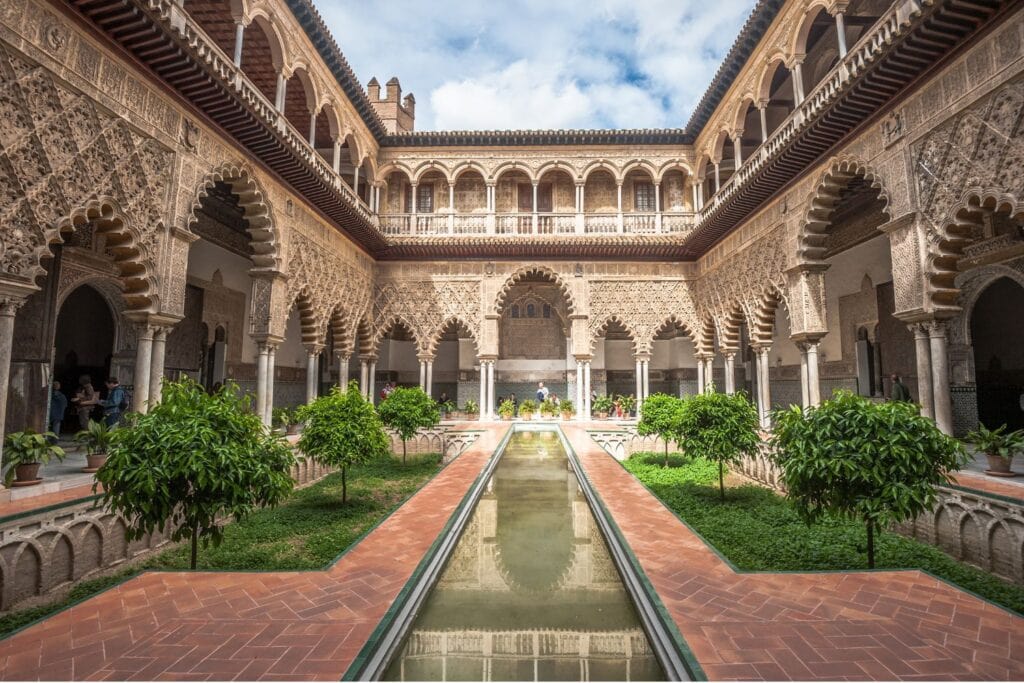 beautiful facade of the Real Alcazar, Seville