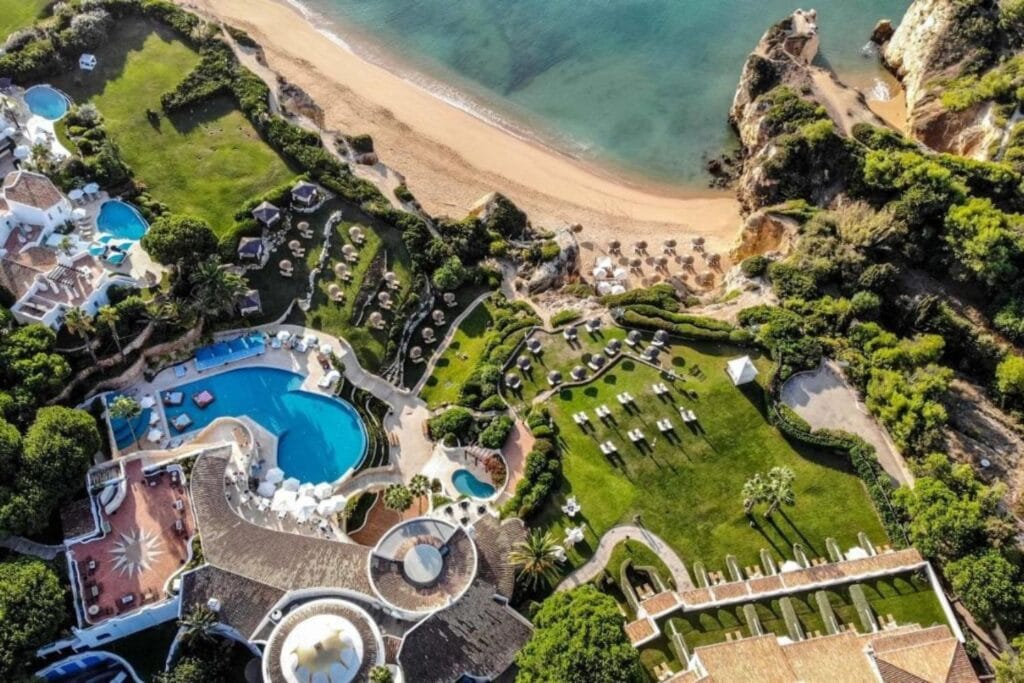 aerial view of Vila Vita Parc, a Luxury Resort in Algarve Cliffs Overlooking the Ocean