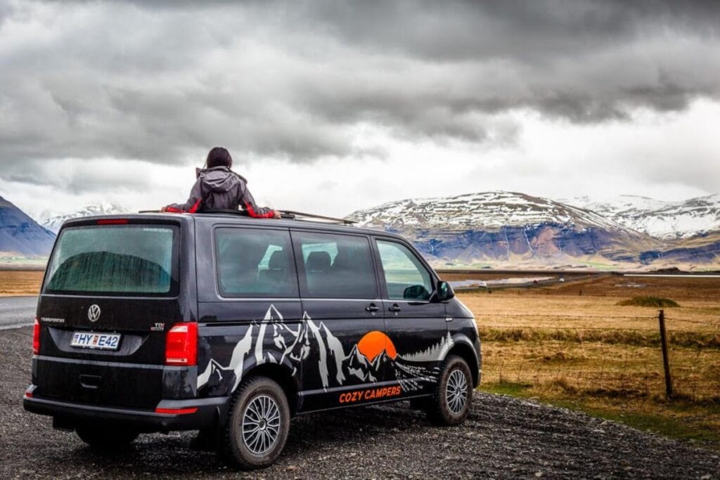 Stunning views over Iceland from a campervan