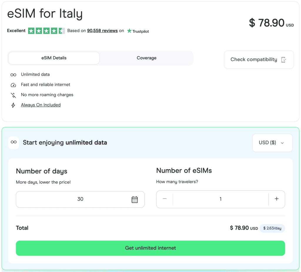 best esim for italy