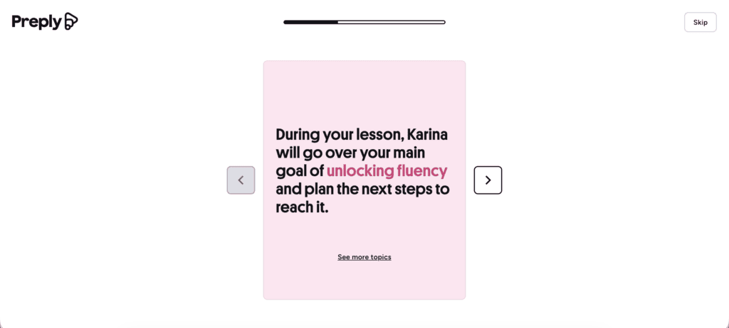 Language learning lesson with Karina on Exclusivetravelbooking123 site.